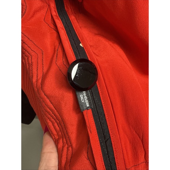Vntg Womens Linda Allard For Ellen Tracy Petite Red/Black Silk Quilted Jacket - Picture 7 of 15